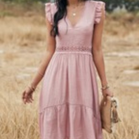 Allege Clothing Boutique Dresses & Skirts - Soft Pink, Sleeveless, V-Neckline Knee Length Dress